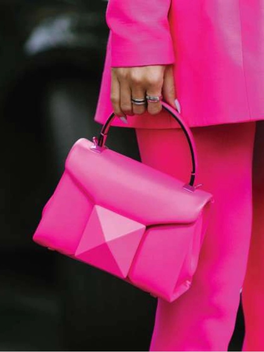 VALENTINO GARAVANI Nappa Tonal Monochrome Mini One Stud Top Handle Bag Pink PP - Picture 11 of 15
